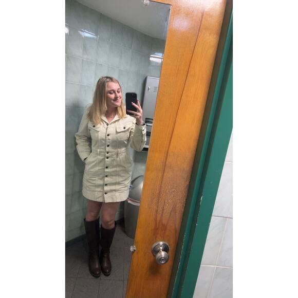 LAUREN RALPH LAUREN Off-White Denim Shirt Dress Front Button Katelin Dress 6 - Picture 14 of 15